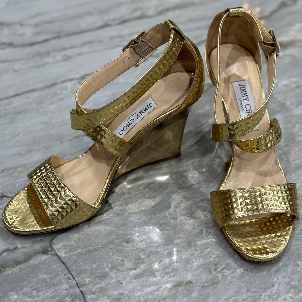 Jimmy Choo gold wedge